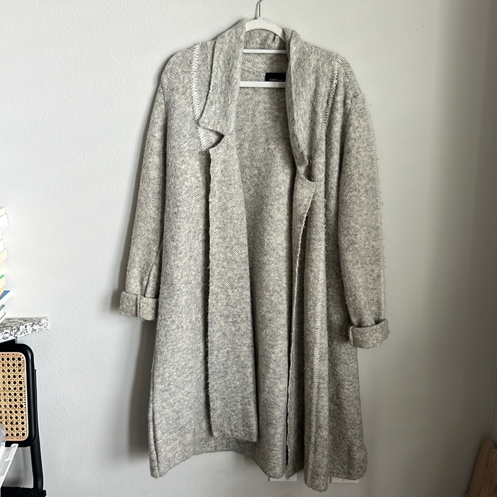 Zara Knit Long Heavy Gray Sweater